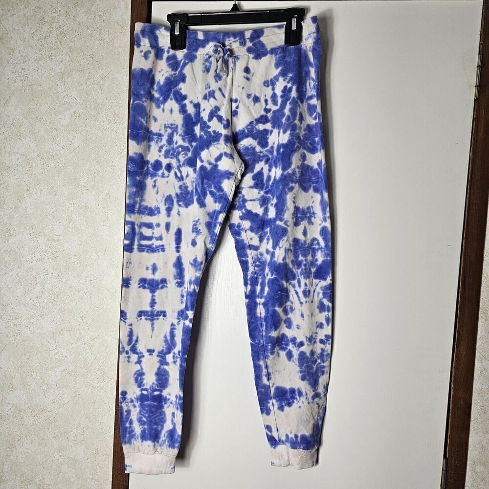 Spiritual Gangster Pants Womens Sz L Blue White Laguna Tie Dye Sweatpants Jogger